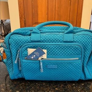 Vera Bradley Quilted Teal Travel Duffel Bag -NWT